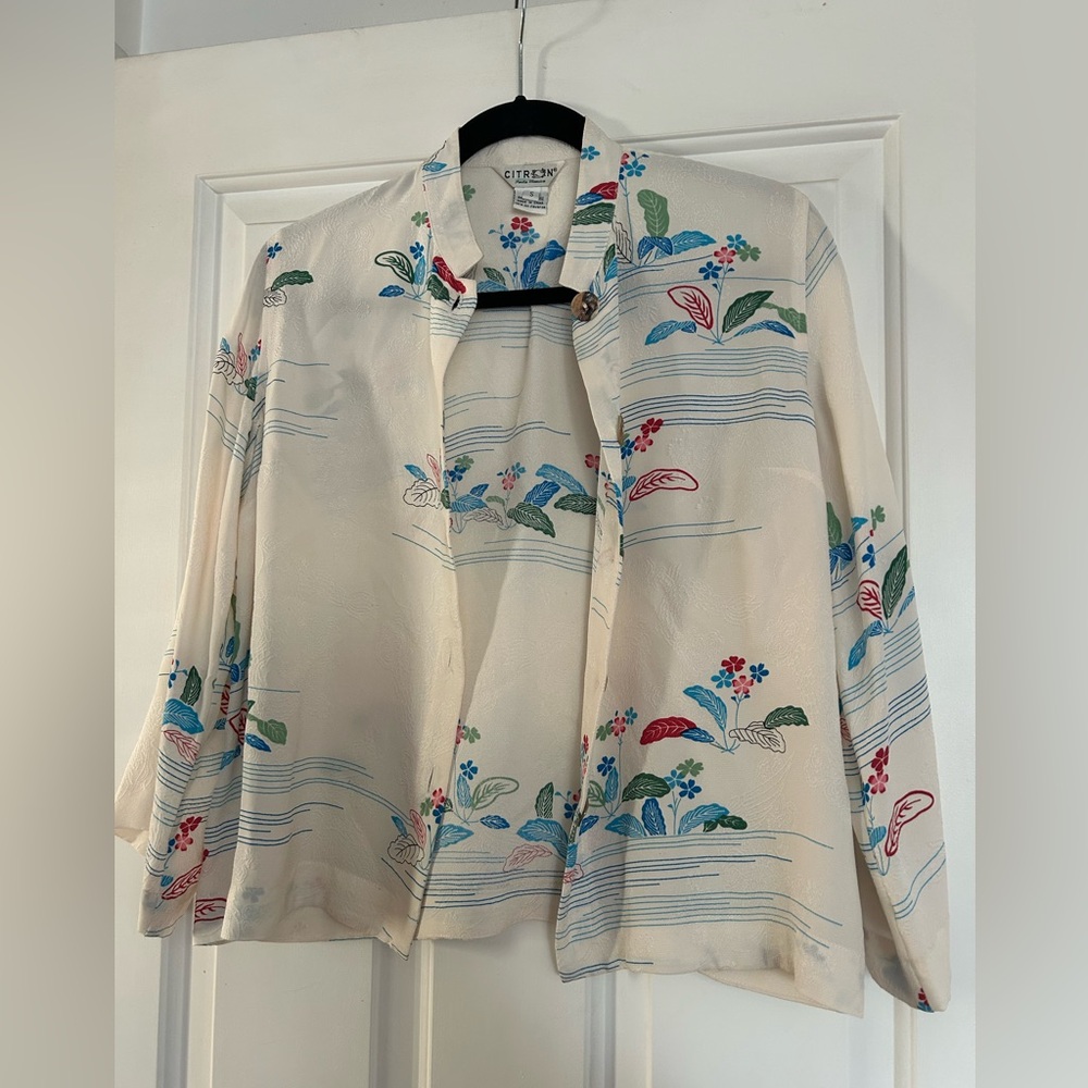 Silk Button-Up Blouse - Picture 2 of 9